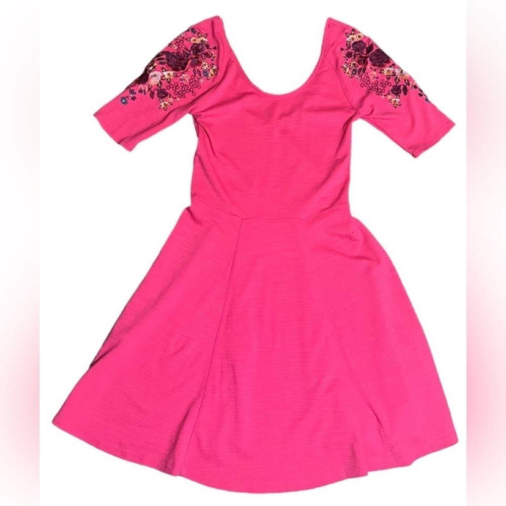 Free People Raspberry Floral Garden Sleeve Embroidered Dress size Small EUC - Picture 8 of 14